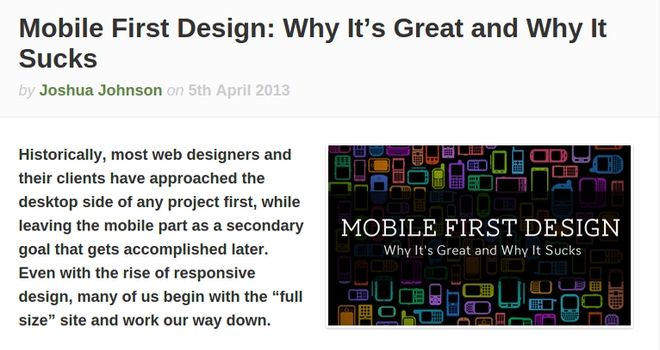 Caption showing Joshua Johnson post about mobile first