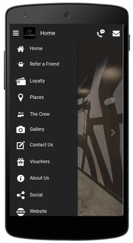 CycleWard App - Homepage with opened menu