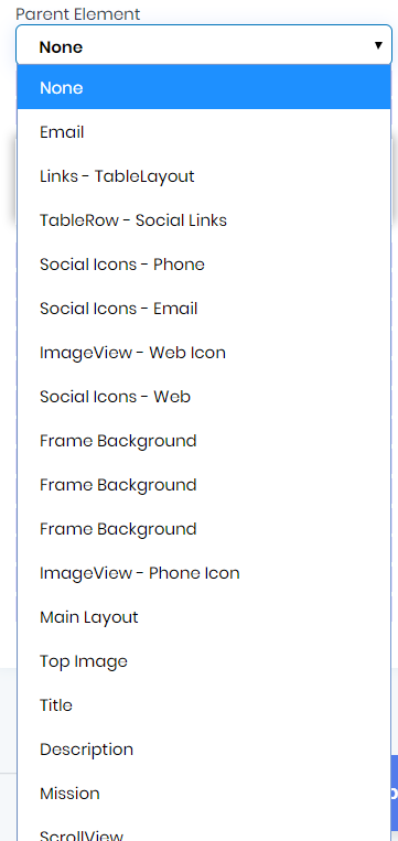 Parent Element in Dev Studio AlphaApp Platform
