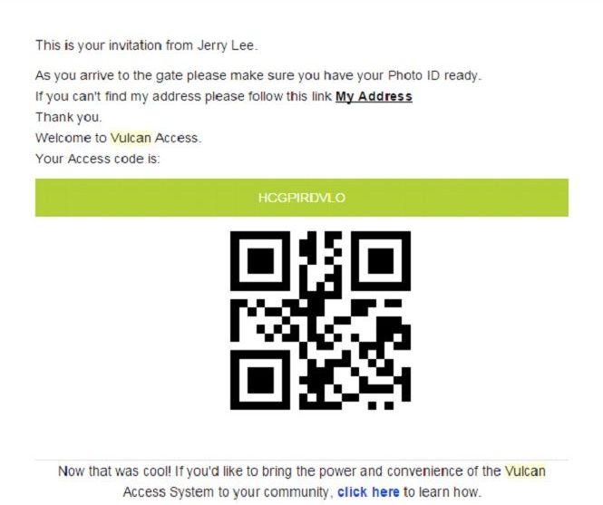 An example of an invitation with a QR code