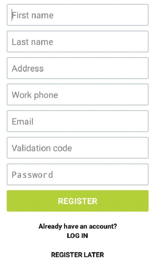 Registration screen on your community access app