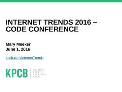 The cover of the Internet Trends report of 2016, KPCB