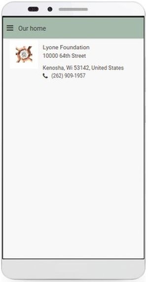 Lyone Foundation App, Our Home page