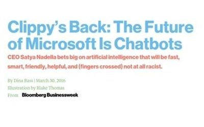 Screenshot from Dina Bass’ post in Bloomberg Businessweek about Microsoft and chatbots