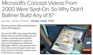 Dina Bass post in Bloomberg about Microsoft’s mobile predictions in 2000 - screen capture