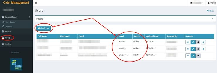 Order Management Toolset on AppzBizz platform: granting different levels of access to your app’s e-commerce & order management module