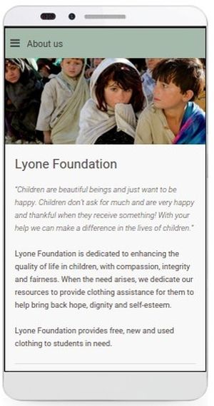 Lyone Foundation App, About Us page