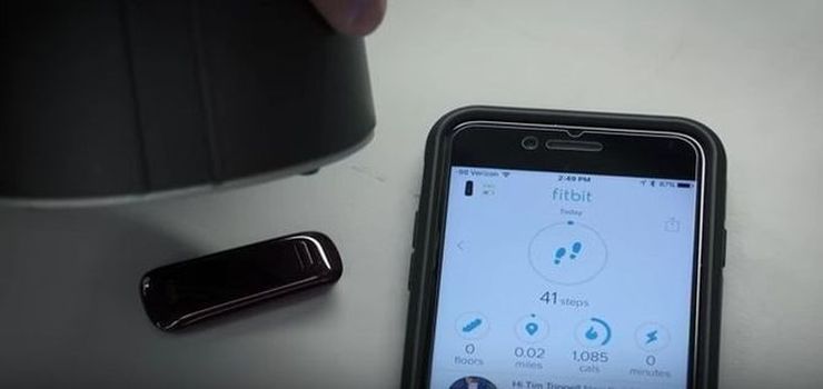 Demonstration of how you can fool a stationary fitbit to record any number of of fake steps; screenshot from this youtube video